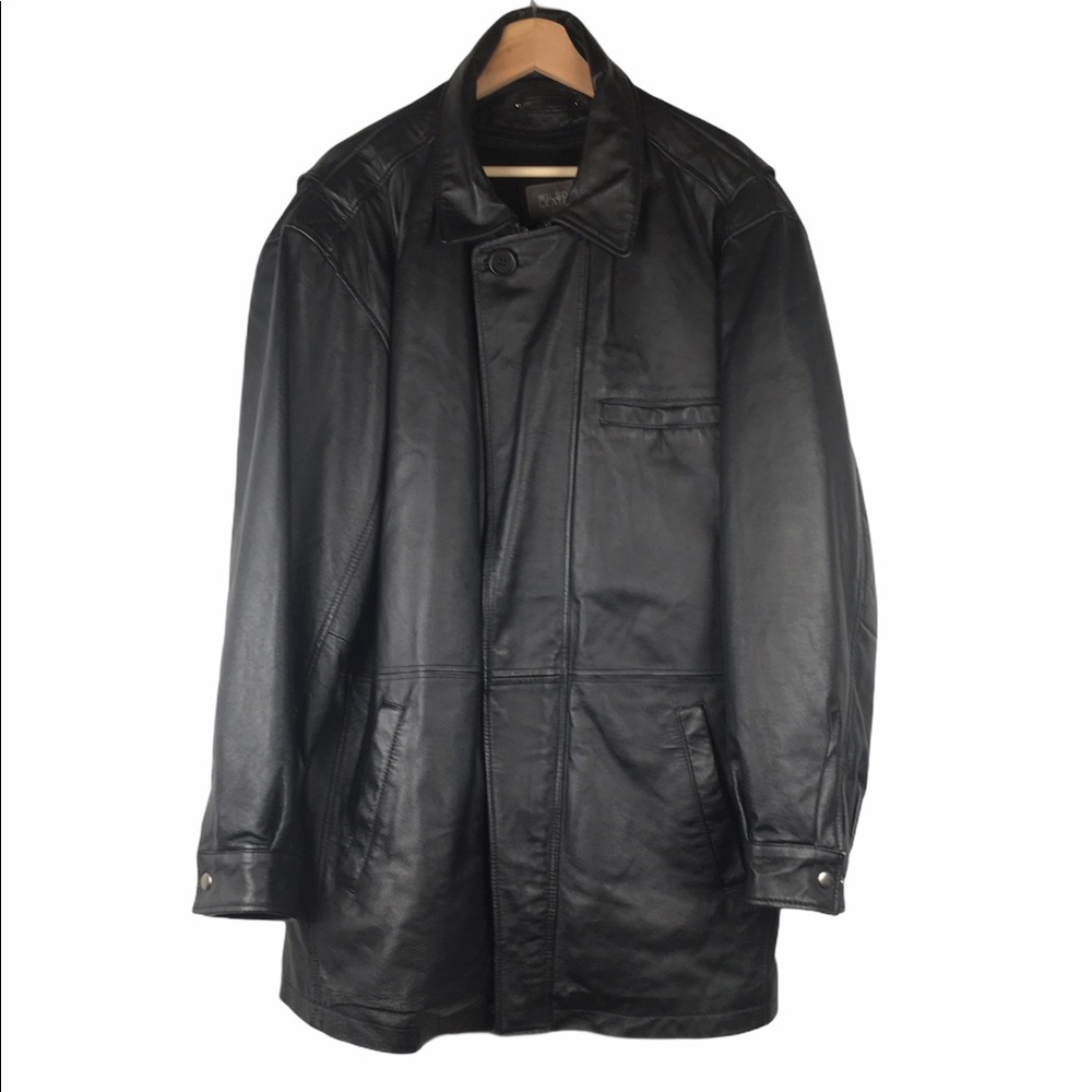 Wilsons Leather Coat Vintage Black Lined Overcoat